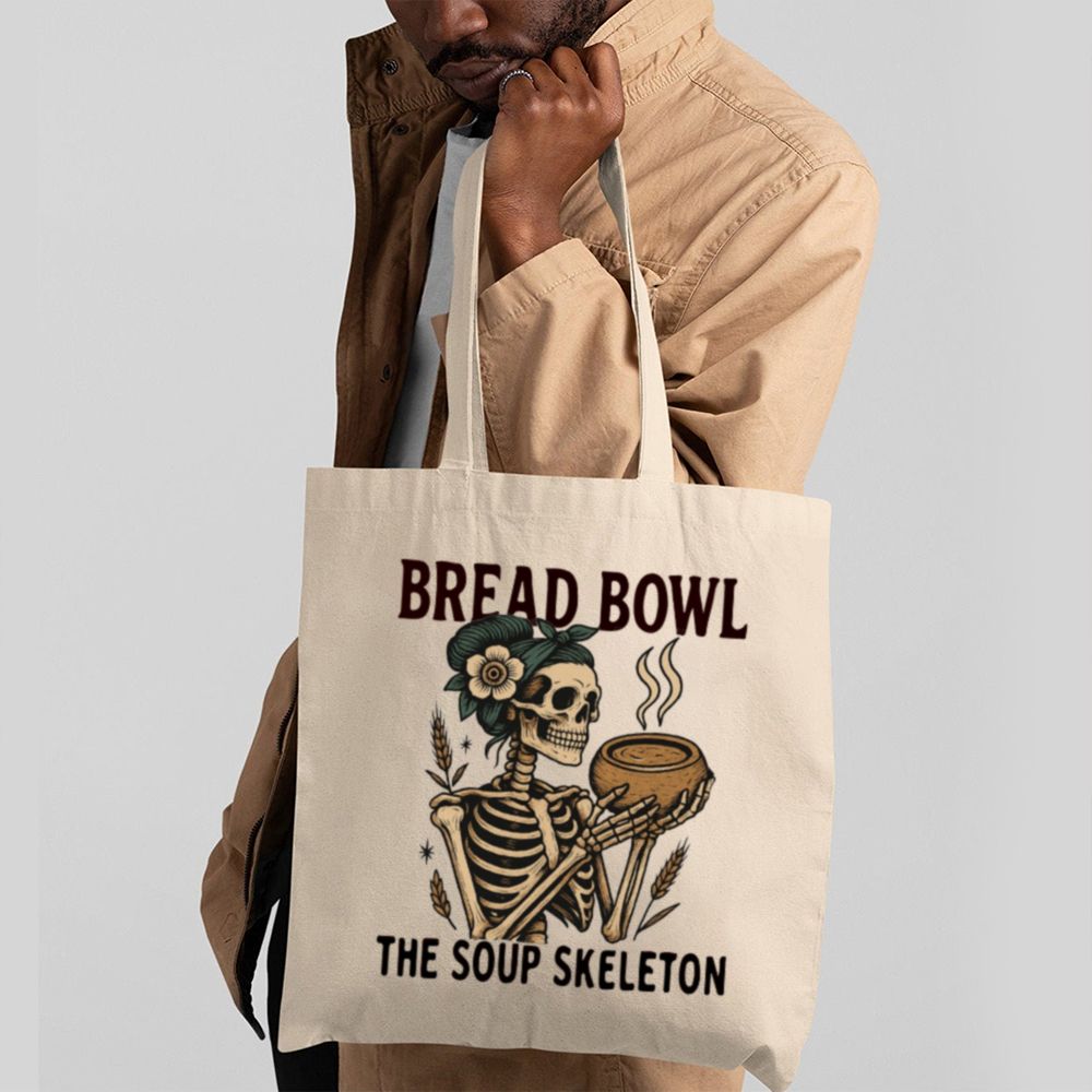 Bread Bowl Soup Skeleton Tote Bag