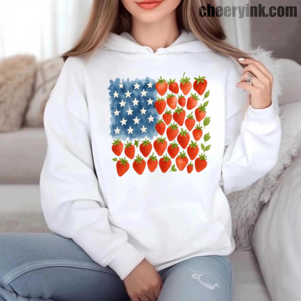 Strawberry American Flag Hoodie