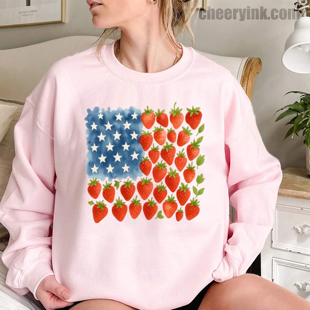Strawberry American Flag Sweatshirt