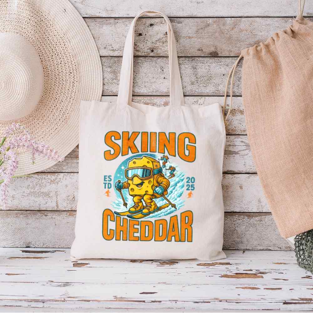 Tote Bag Skiing Cheddar Cheese 1 Natural Tote