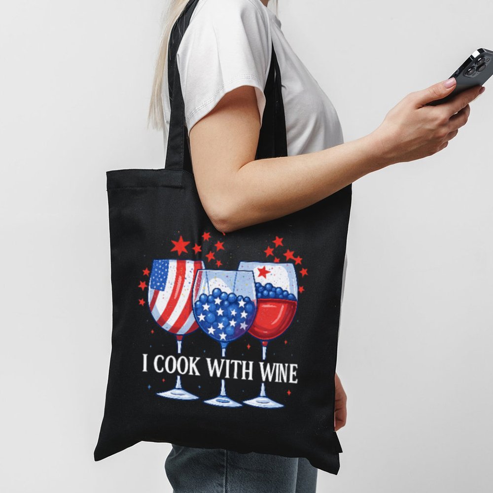Tote I Cook With Wine 1 Black Tote