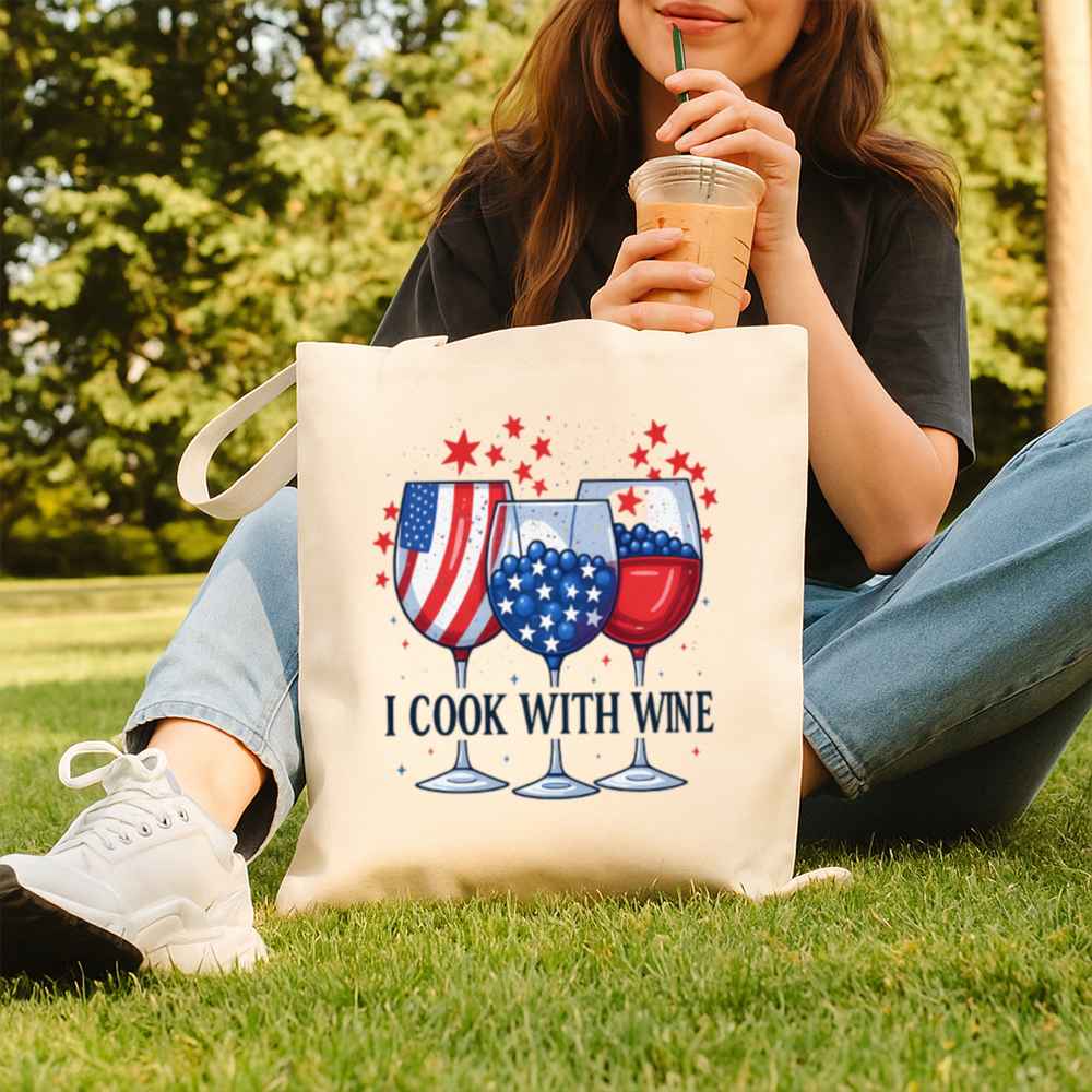I Cook With Wine Tote Bag