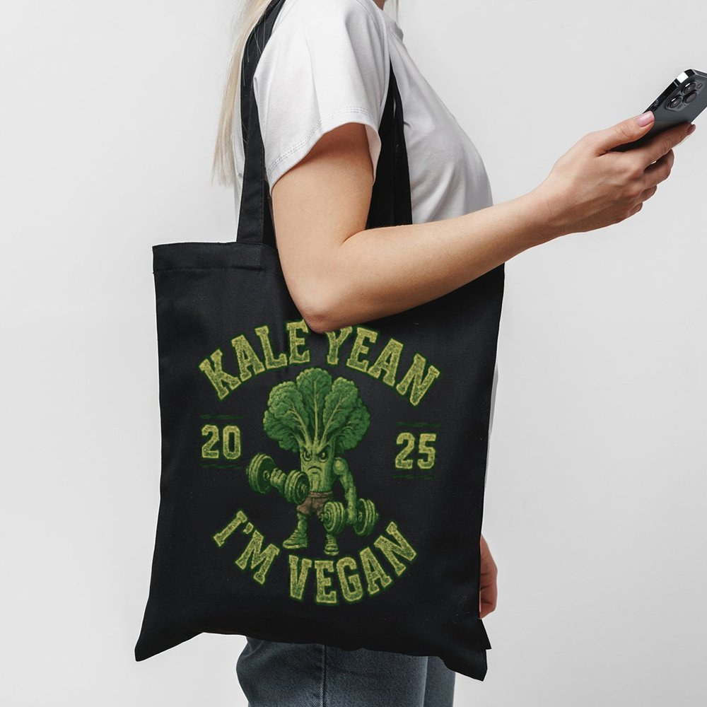 Tote Kale Yeah I M Vegan 1 Black Tote