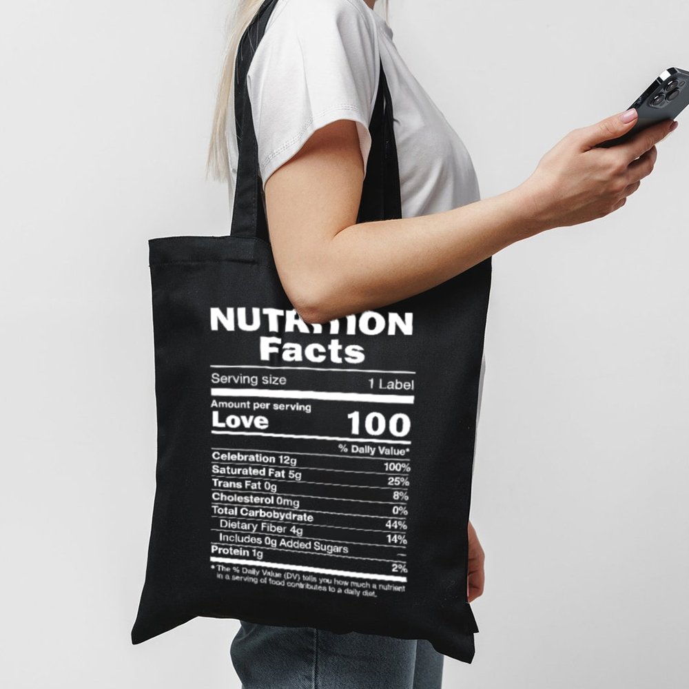 Tote Nutrition Facts Label 1 Black Tote