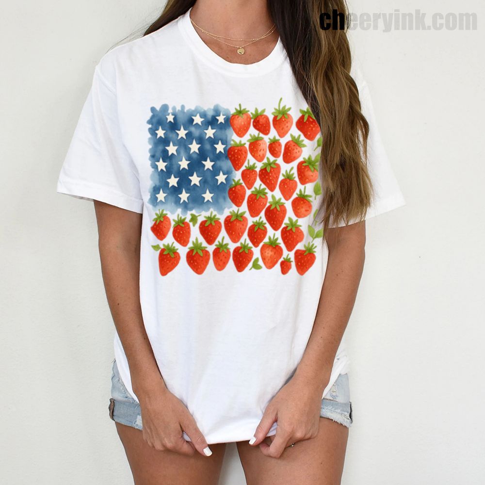 Strawberry American Flag T-Shirt
