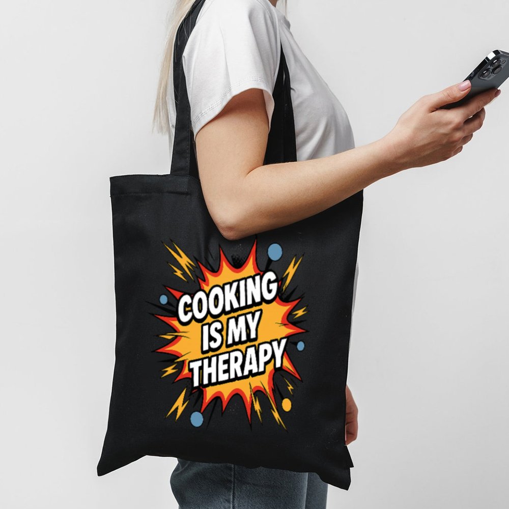 Tote Cooking Is My Therapy 1 Black Tote