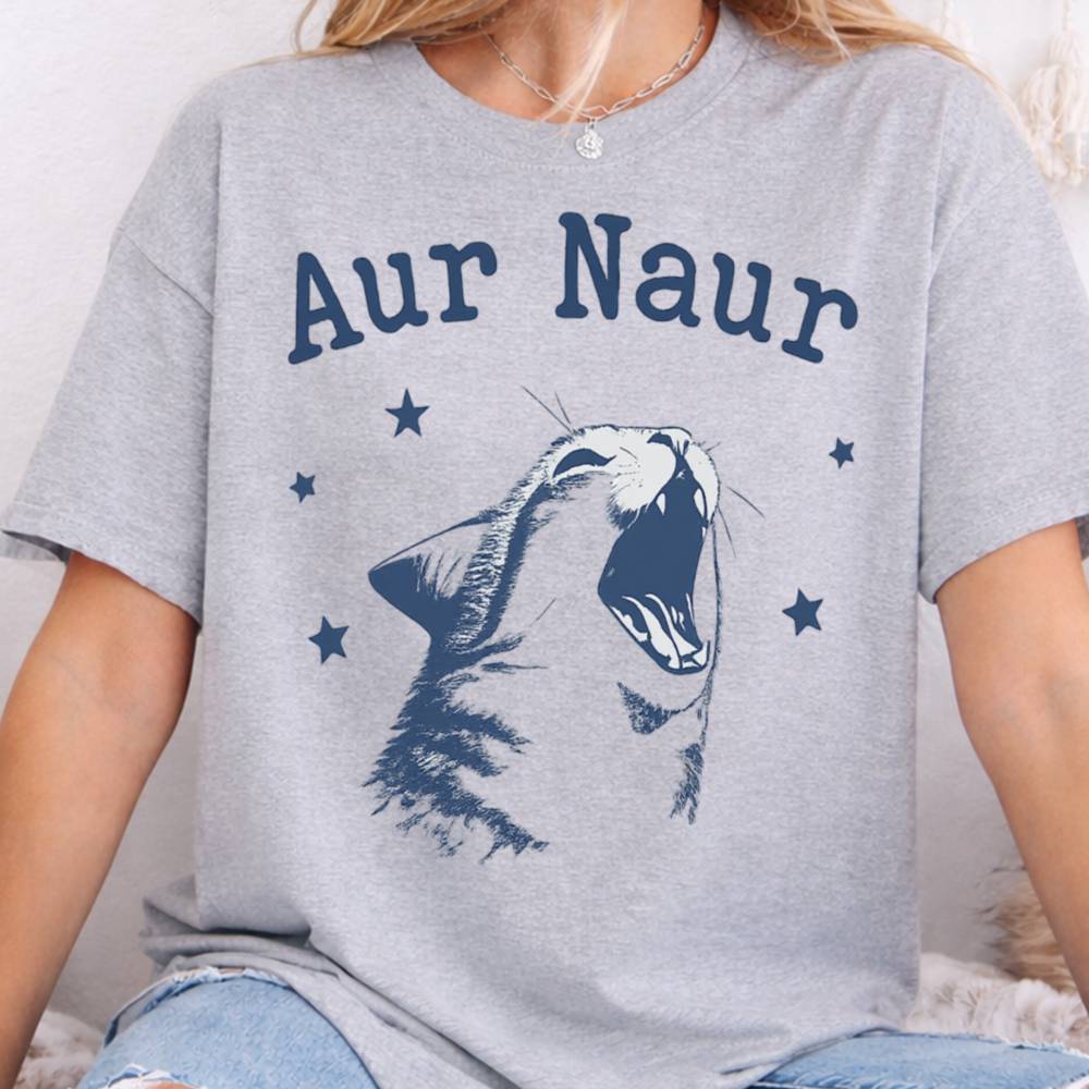 Aur Naur Cat Meme T-Shirt for Women
