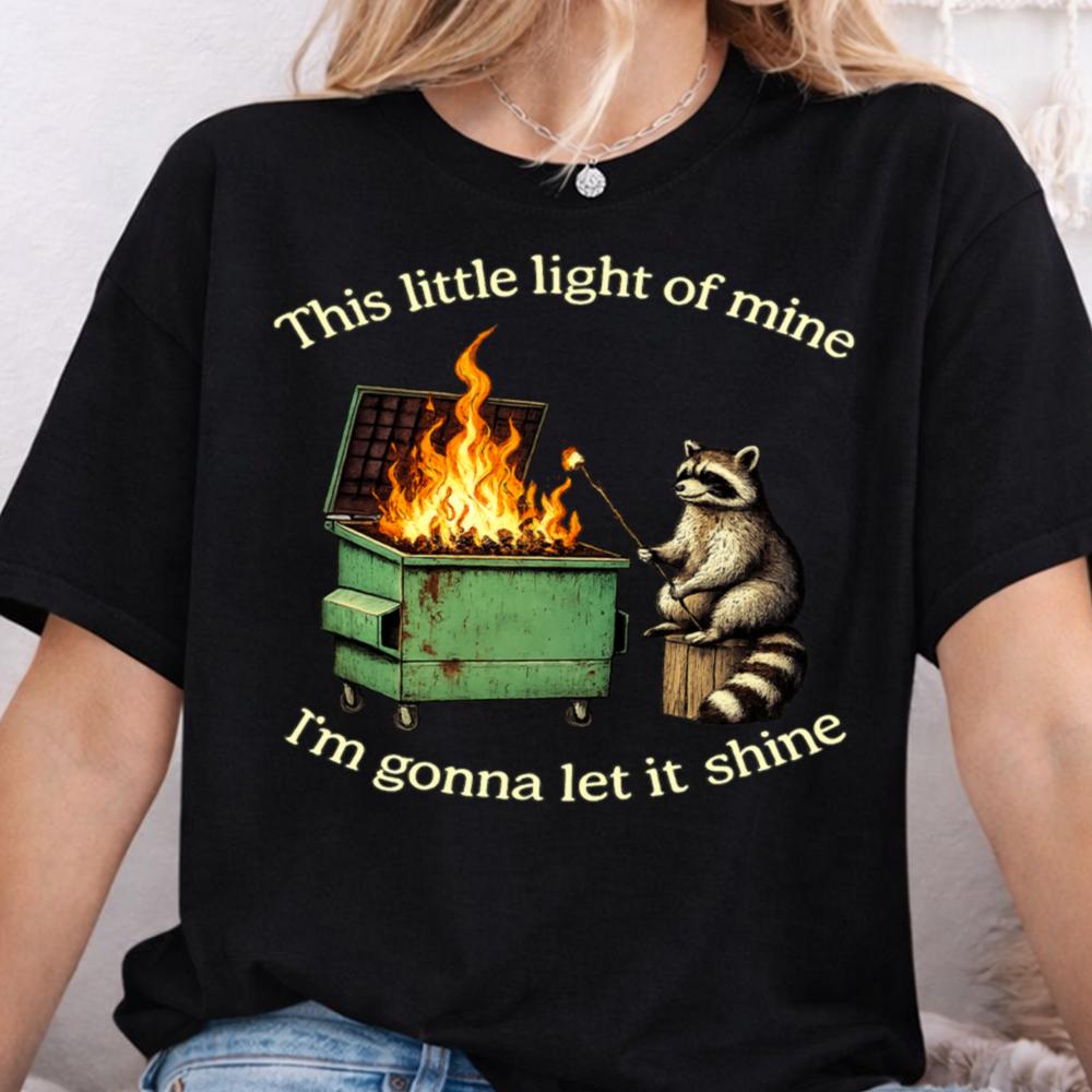 Dumpster Fire Raccoon Funny T-Shirt