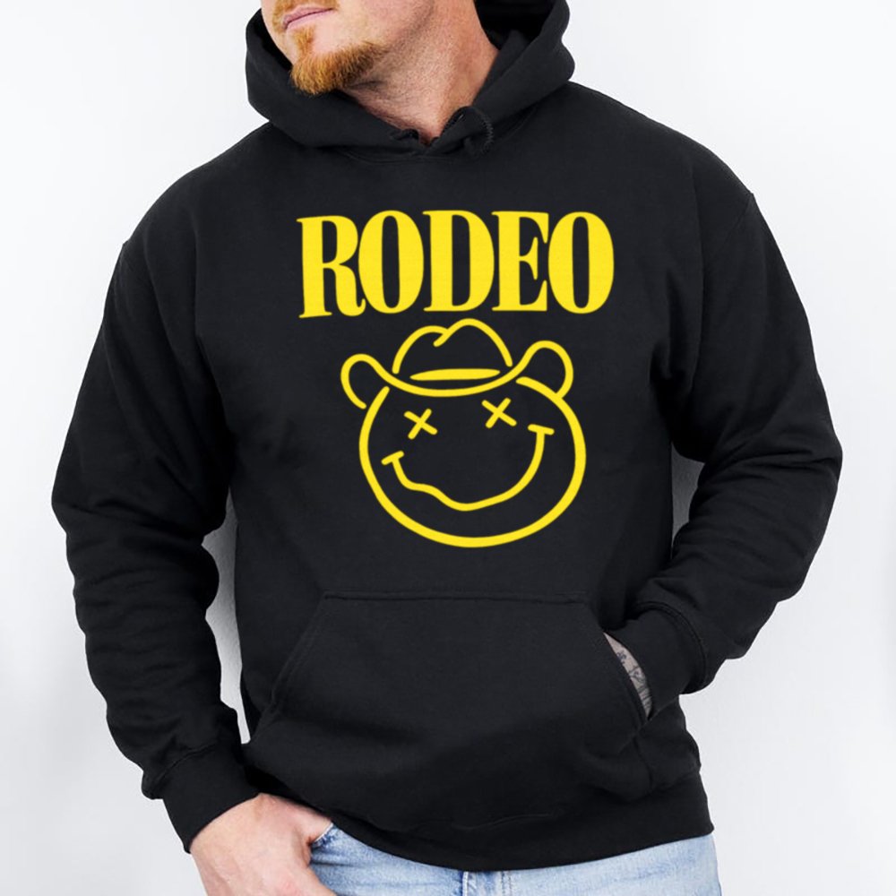 Rodeo Smiley Face Neon Cowboy Hat Western 28 Hoodie T Shirt