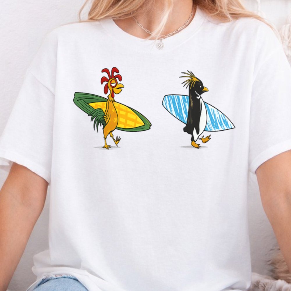 funny surfing animals contrast humor t-shirt