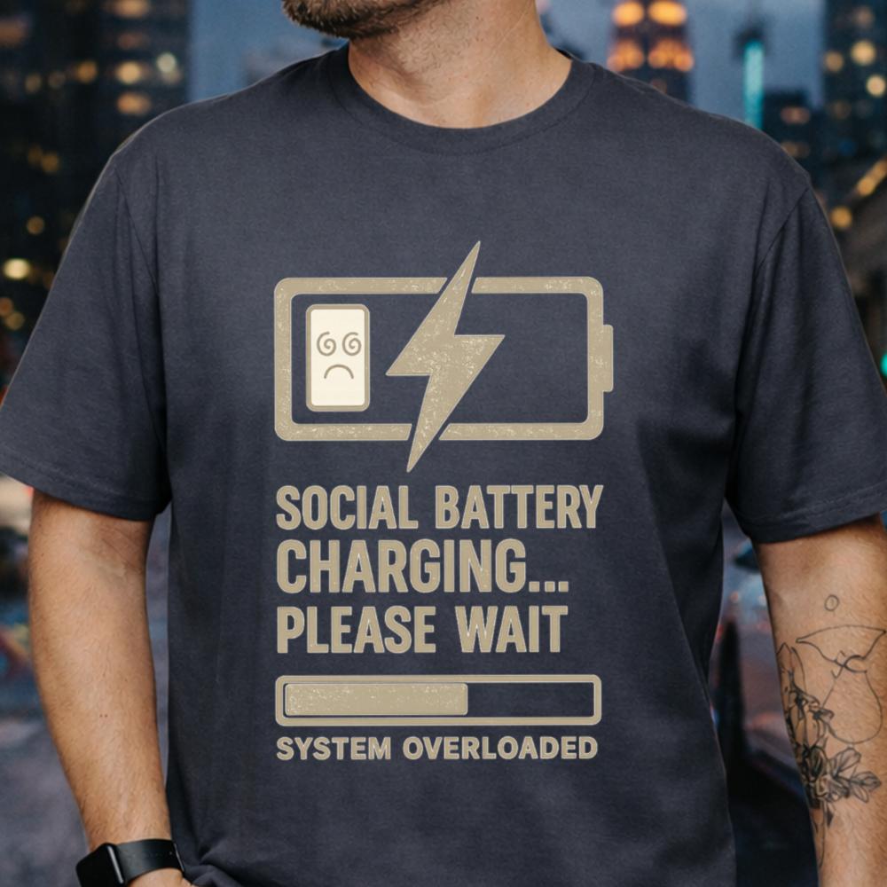 Funny Introvert Social Battery Drain T-Shirt
