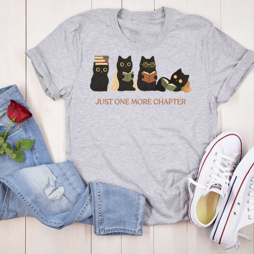 Bookish Cat T Shirt Just One More Chapter
