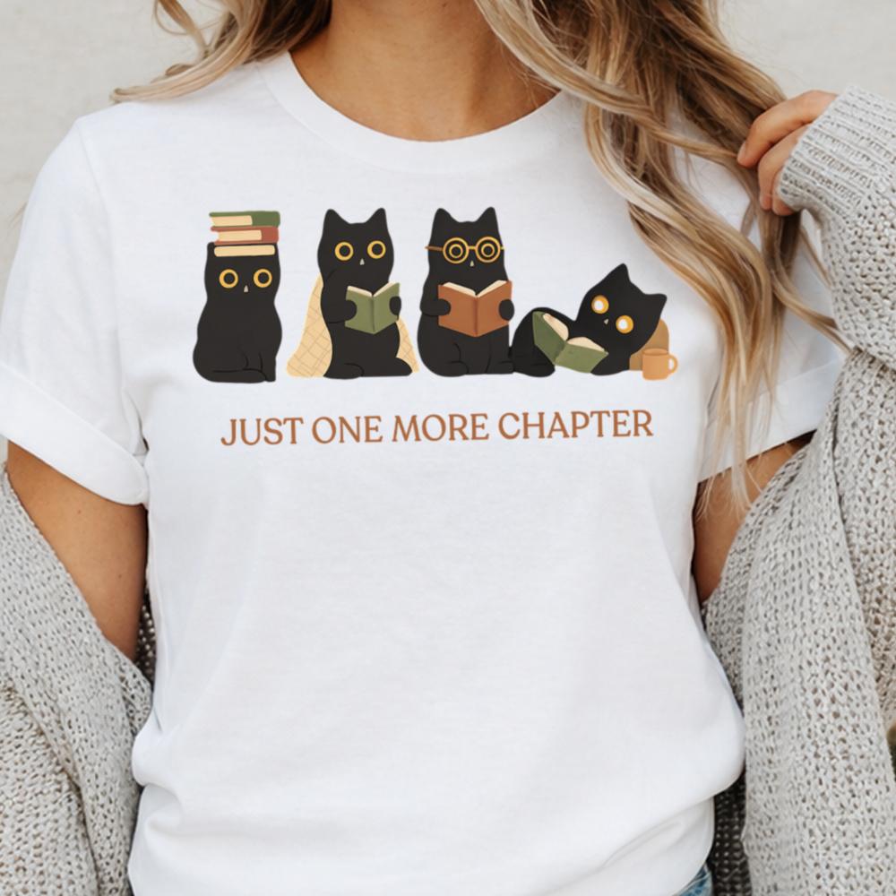 Bookish Cat T Shirt Just One More