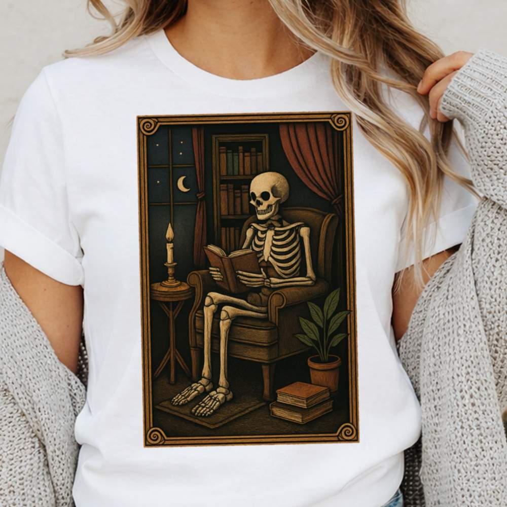 Reading Skeleton T Shirt Perfect For