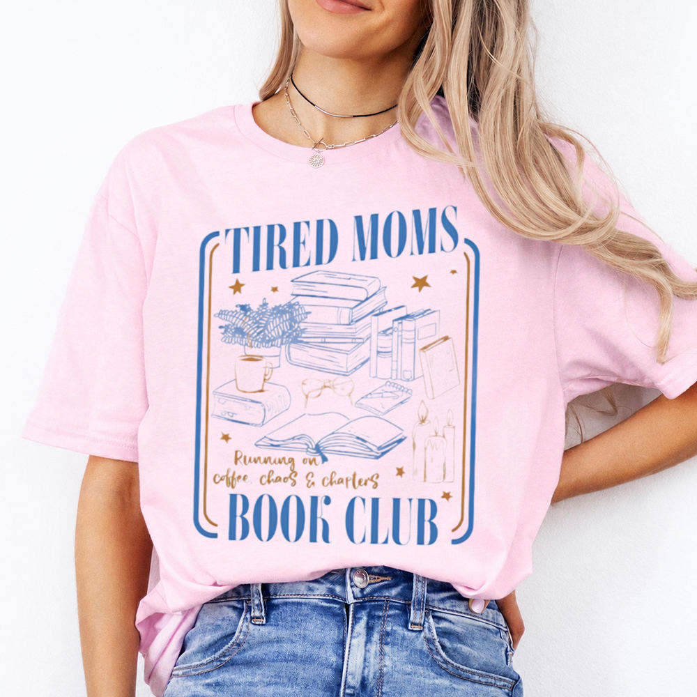 Tired Moms Book Club Shirt | Retro Coffee & Books Reader Tee 2
