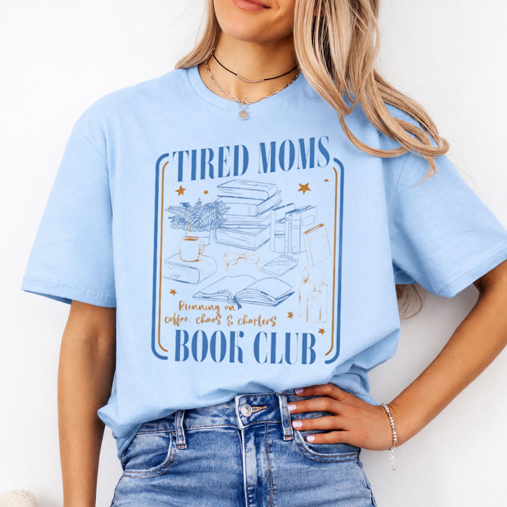 Tired Moms Book Club Shirt | Retro Coffee & Books Reader Tee
