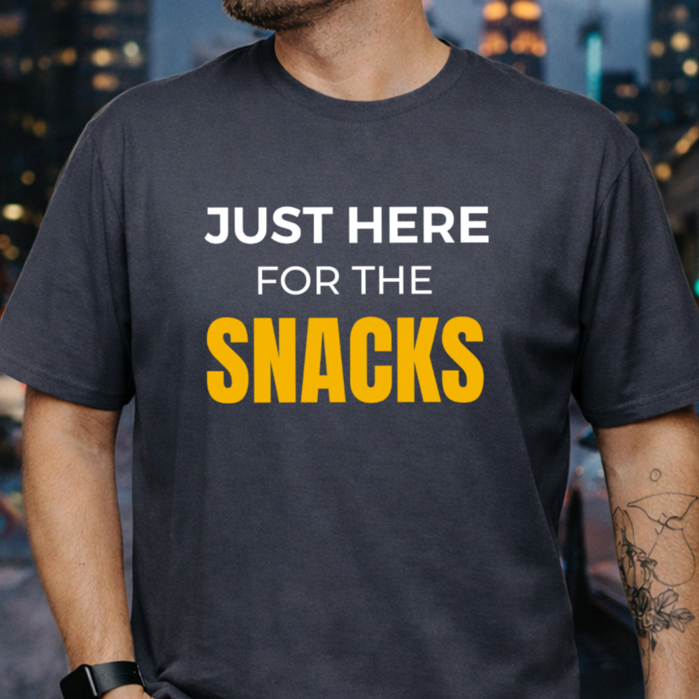 Adult Humor Shirt Just Here For The Snacks, Snack-First Introvert Tee