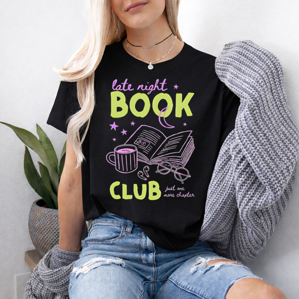 Book Club Shirt, Late Night Reader with Mug and Glasses 2