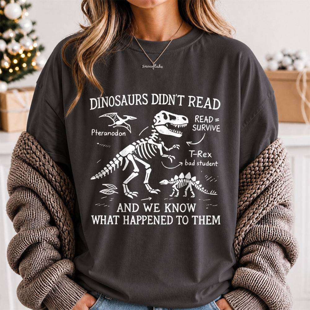 booktrovert shirt Dinosaurs Didn't Read wry reading humor 2