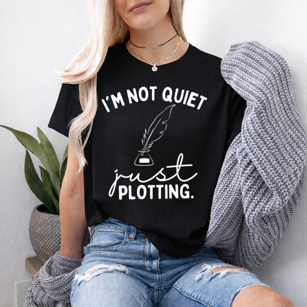 Booktrovert Shirt I'm Not Quiet Just Plotting Quill Tee 2