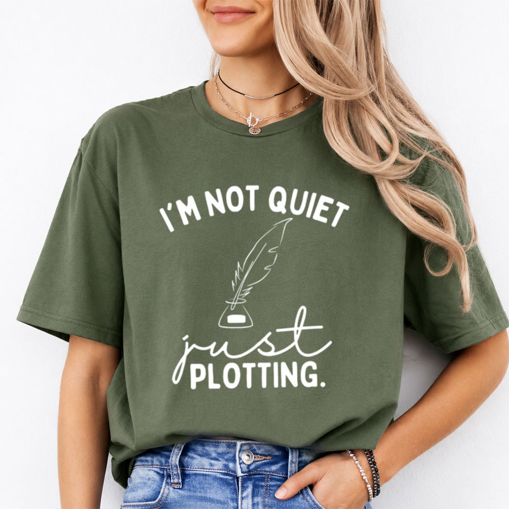 Booktrovert Shirt I'm Not Quiet Just Plotting Quill Tee