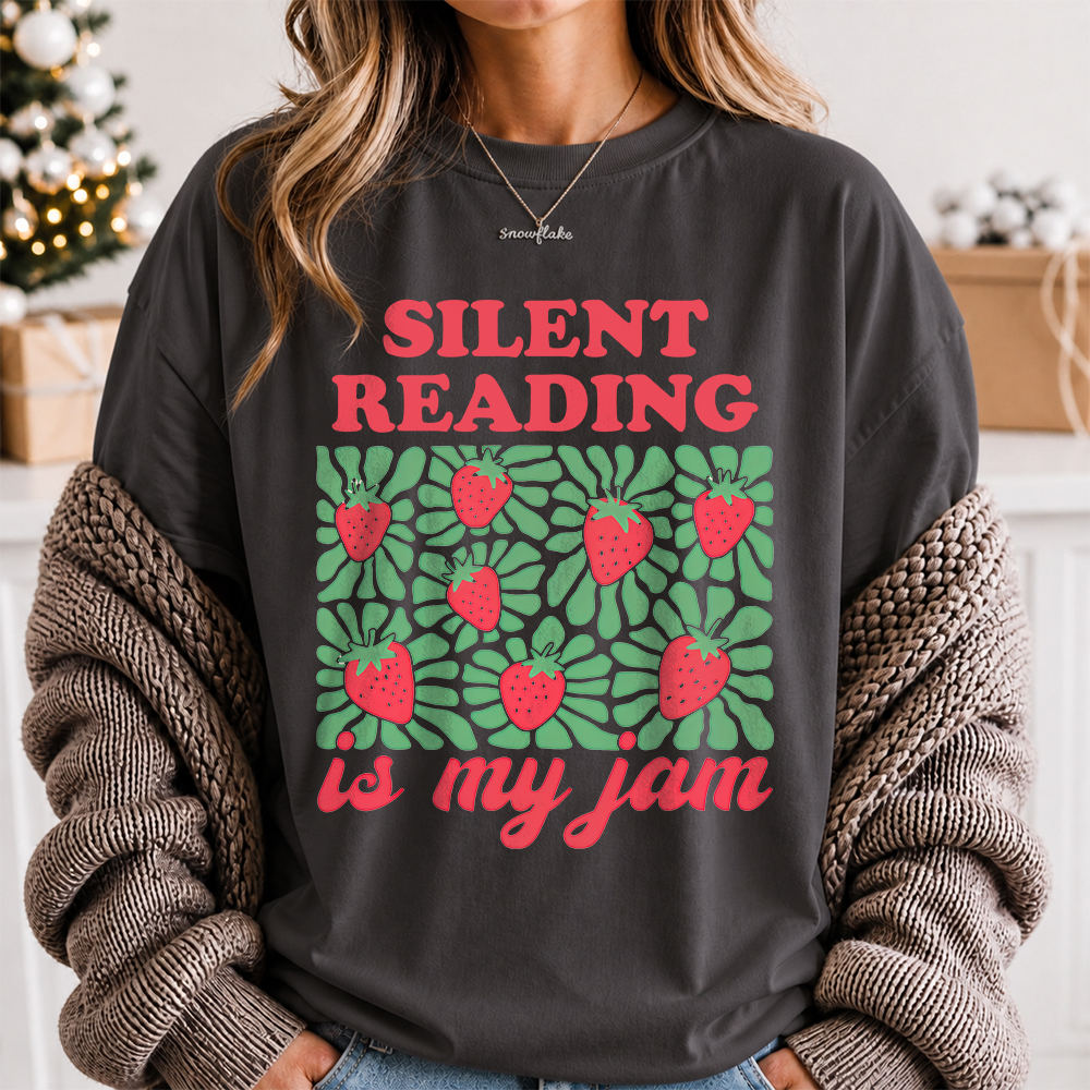 Booktrovert Shirt Silent Reading Strawberry Square 2