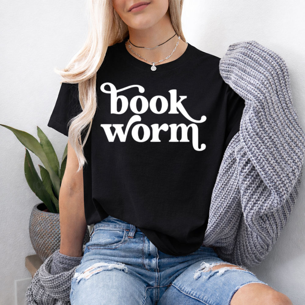 Bookworm Shirt 'book worm' Retro Script for Quiet Readers 2