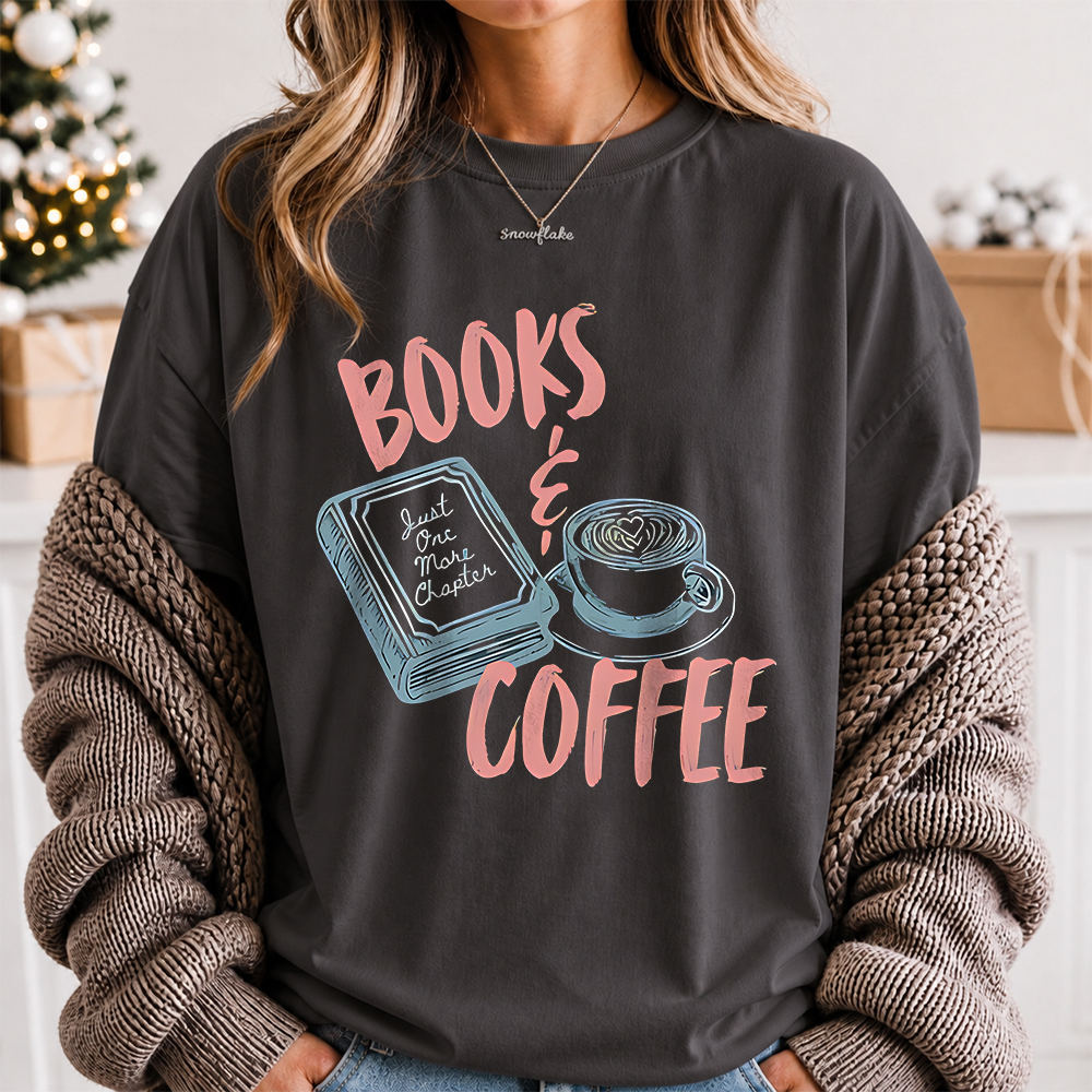 Bookworm Shirt Books and Coffee with Just One More Chapter 2