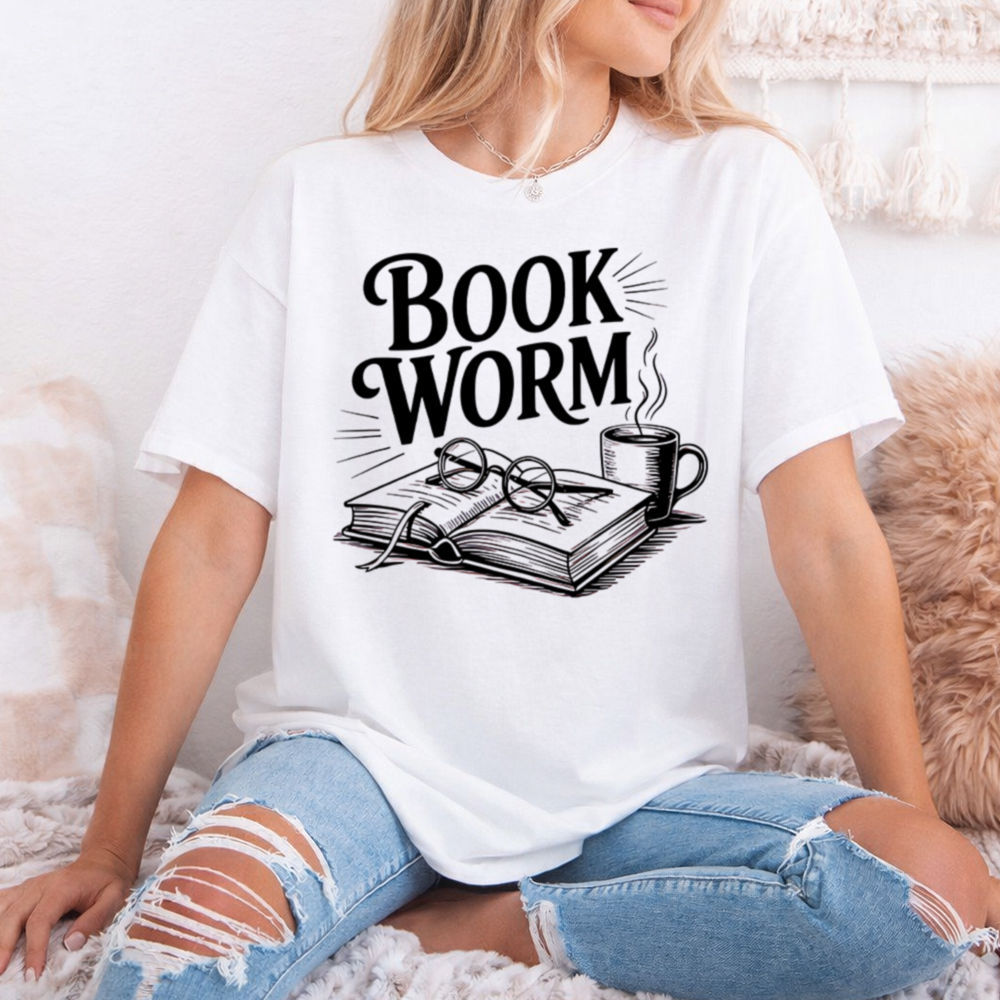 Bookworm Shirt for Late-Night Readers with Glasses and Mug 2