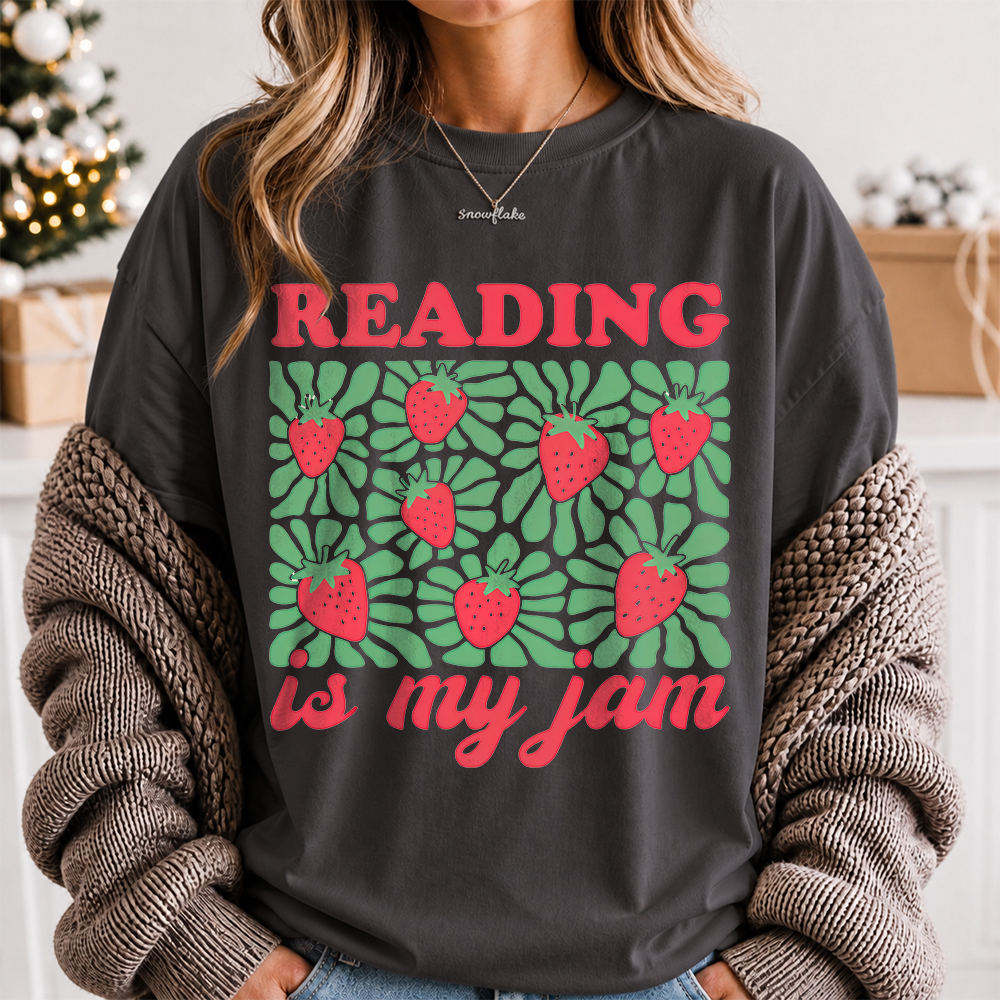 Bookworm Shirt Reading Is My Jam Strawberry Cozy Vibes 2