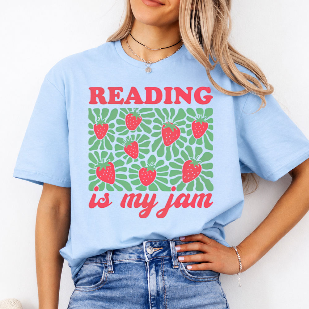 Bookworm Shirt Reading Is My Jam Strawberry Cozy Vibes Image 3 Bookworm Shirt Reading Is My Jam Strawberry Cozy Vibes 3
