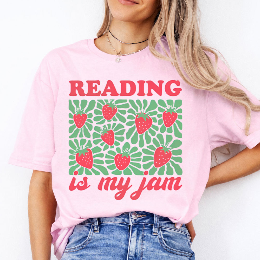 Bookworm Shirt Reading Is My Jam Strawberry Cozy Vibes Image 4 Bookworm Shirt Reading Is My Jam Strawberry Cozy Vibes 4
