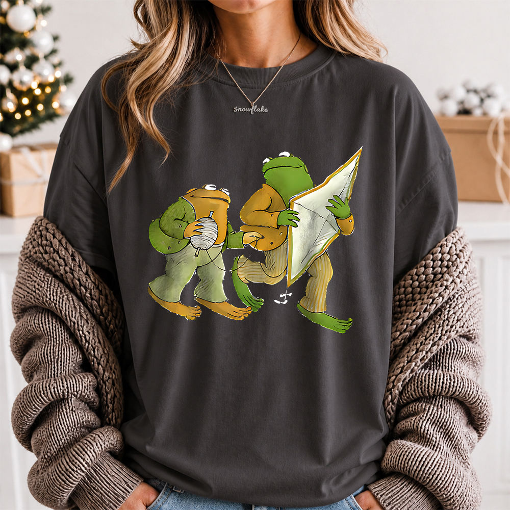 Bookworm Shirt with Vintage Frog Friends 2