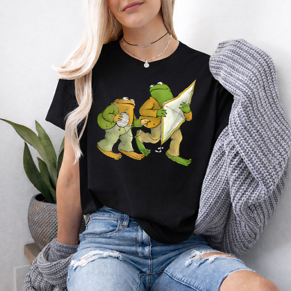 Bookworm Shirt with Vintage Frog Friends