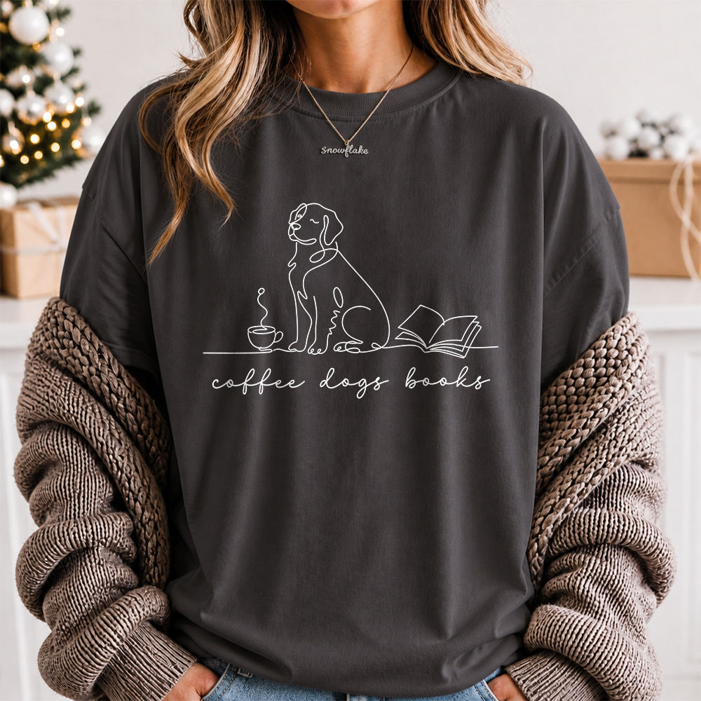 Coffee and Books Shirt for Dog-Loving Booktroverts 2