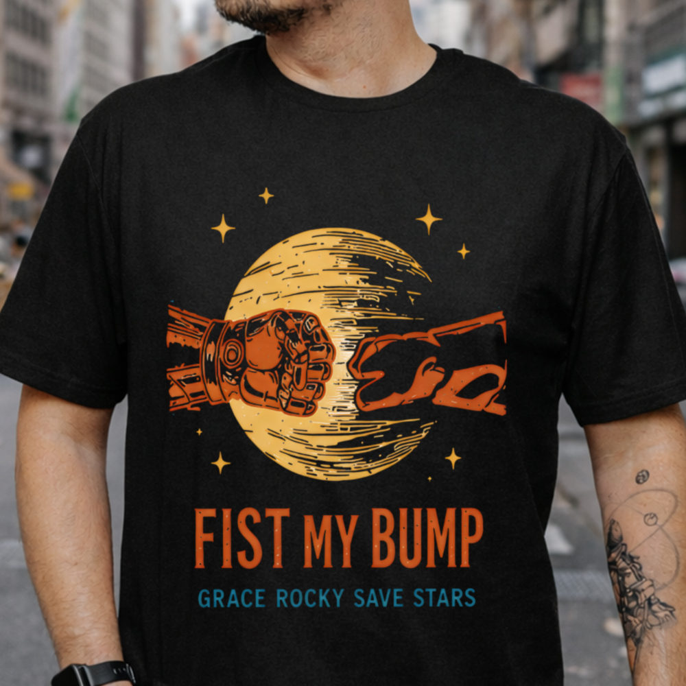 Fist My Bump Grace Rocky Save Stars Shirt – Project Hail Mary Sci-Fi Tee Image 4 Fist My Bump Grace Rocky Save Stars Shirt - Project Hail Mary Sci-Fi Tee 4