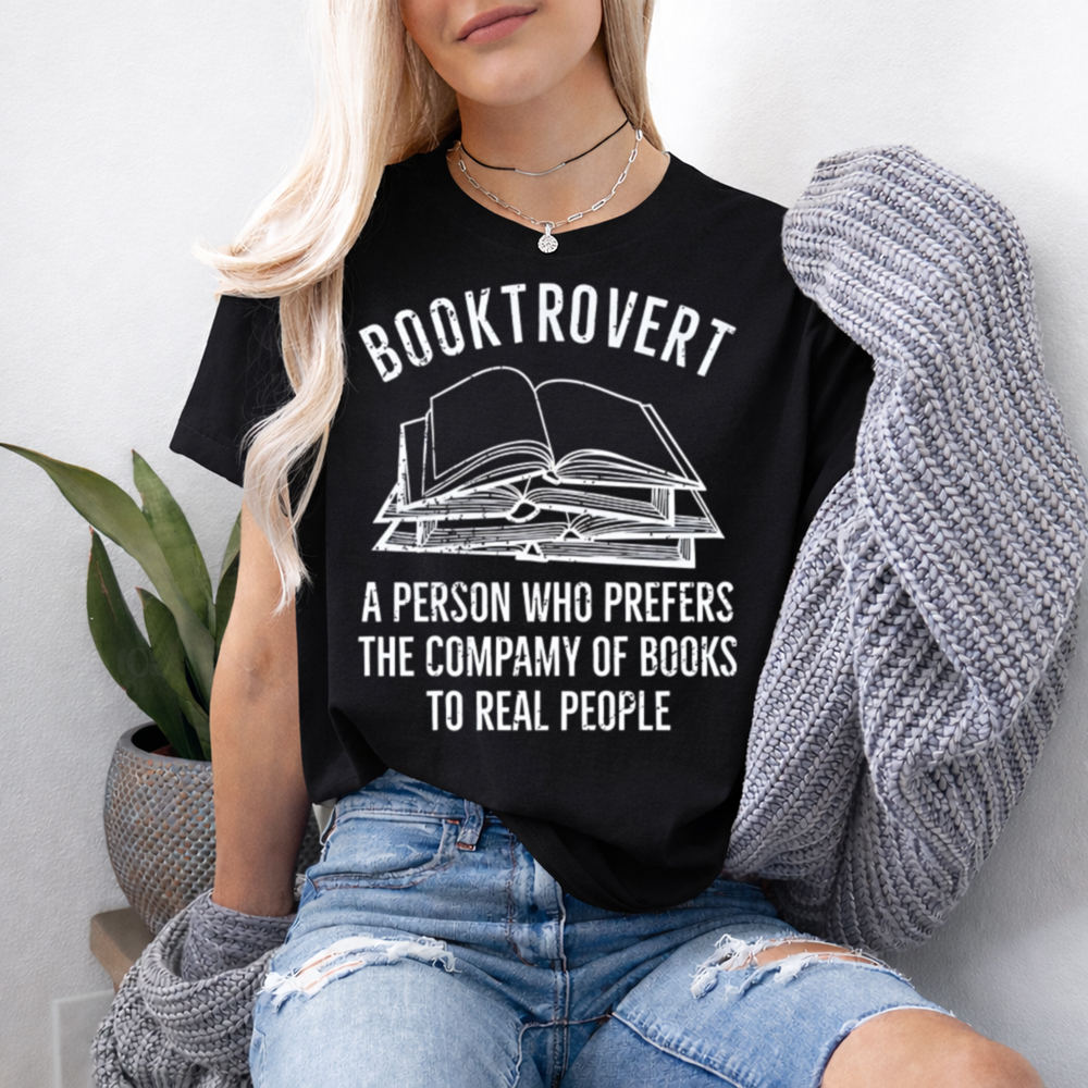 Funny Book Lover T-Shirt - Booktrovert A Person Who Prefers The Company Of 2