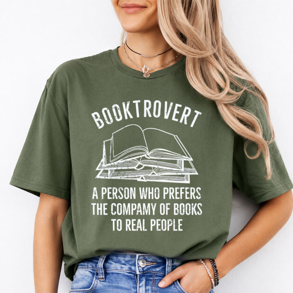 Funny Book Lover T-Shirt - Booktrovert A Person Who Prefers The Company Of