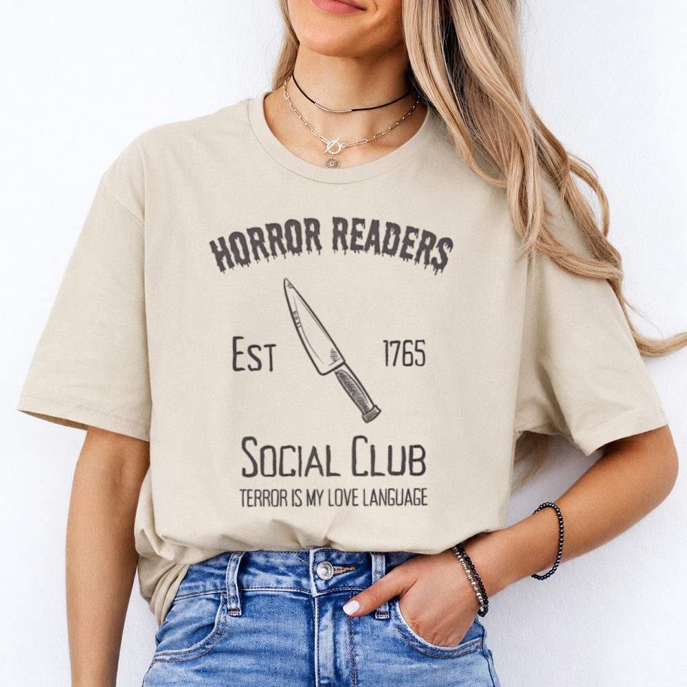 Funny Book Lover T-Shirt - Horror Readers Est 1765 Social Club Terror Is My