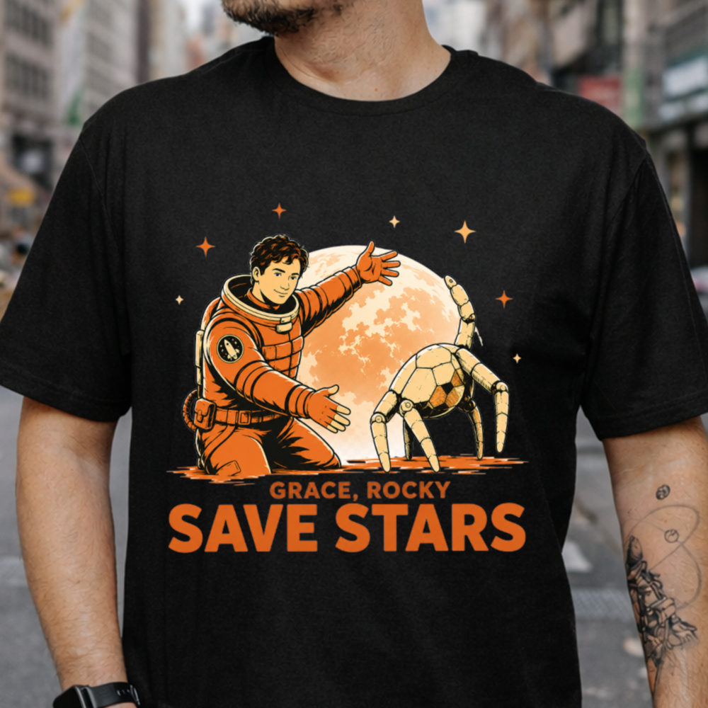 Grace Rocky Save Stars Sci Fi Book Lover Shirt – Sci-Fi Reader Graphic Tee 2