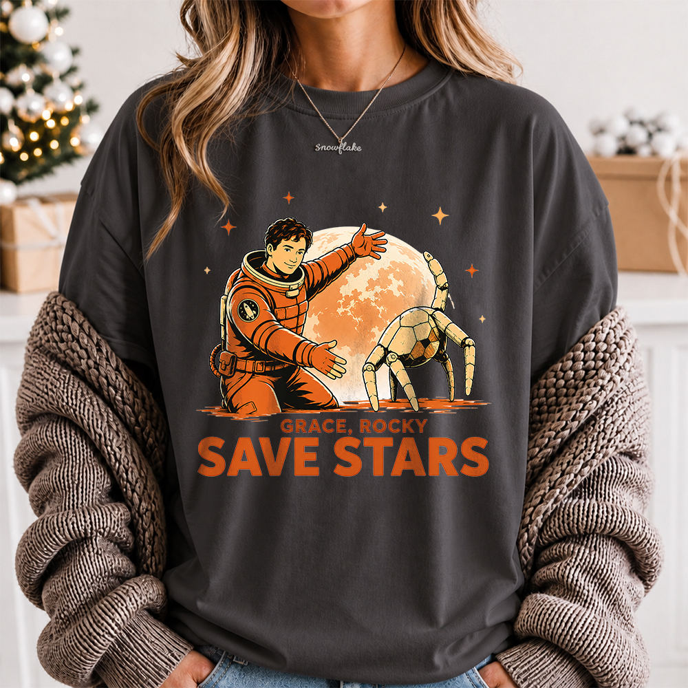 Grace Rocky Save Stars Sci Fi Book Lover Shirt – Sci-Fi Reader Graphic Tee 3