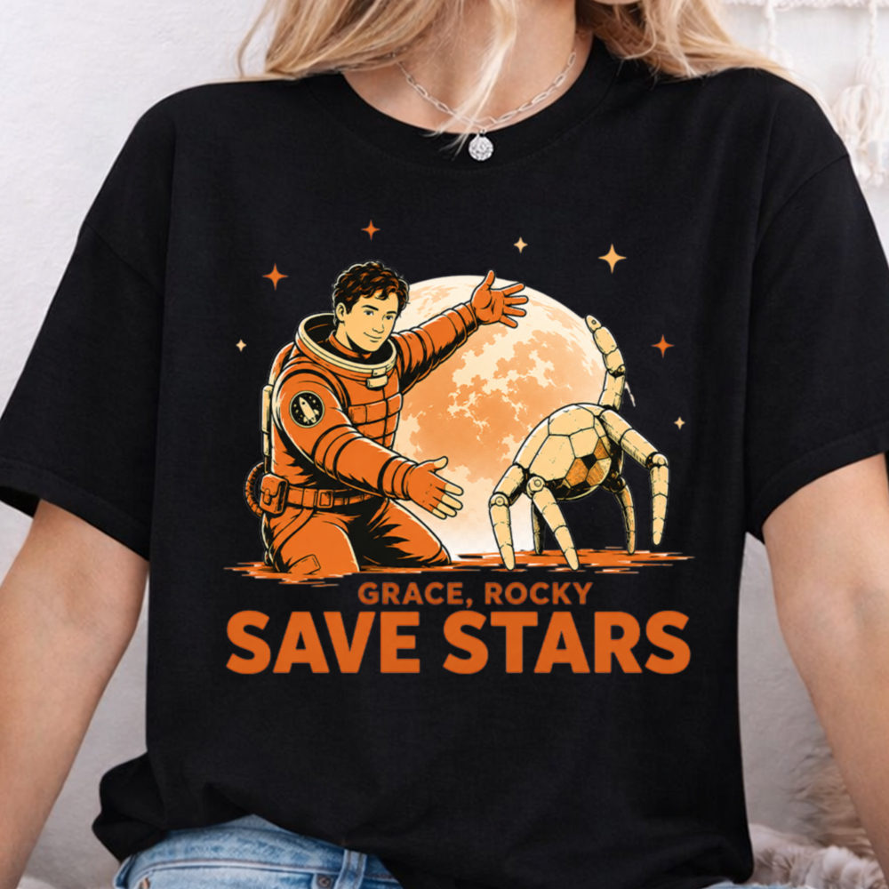 Grace Rocky Save Stars Sci Fi Book Lover Shirt – Sci-Fi Reader Graphic Tee