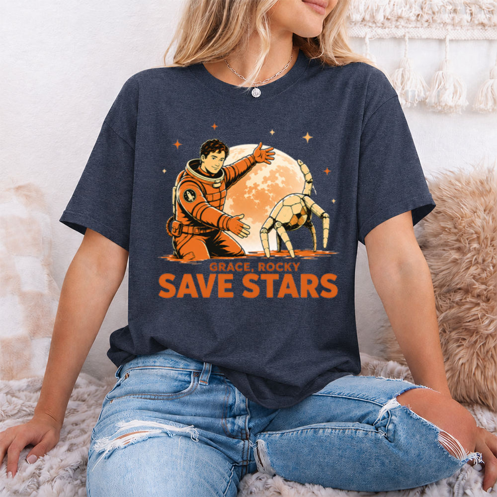 Grace Rocky Save Stars Sci Fi Book Lover Shirt – Sci-Fi Reader Graphic Tee 4