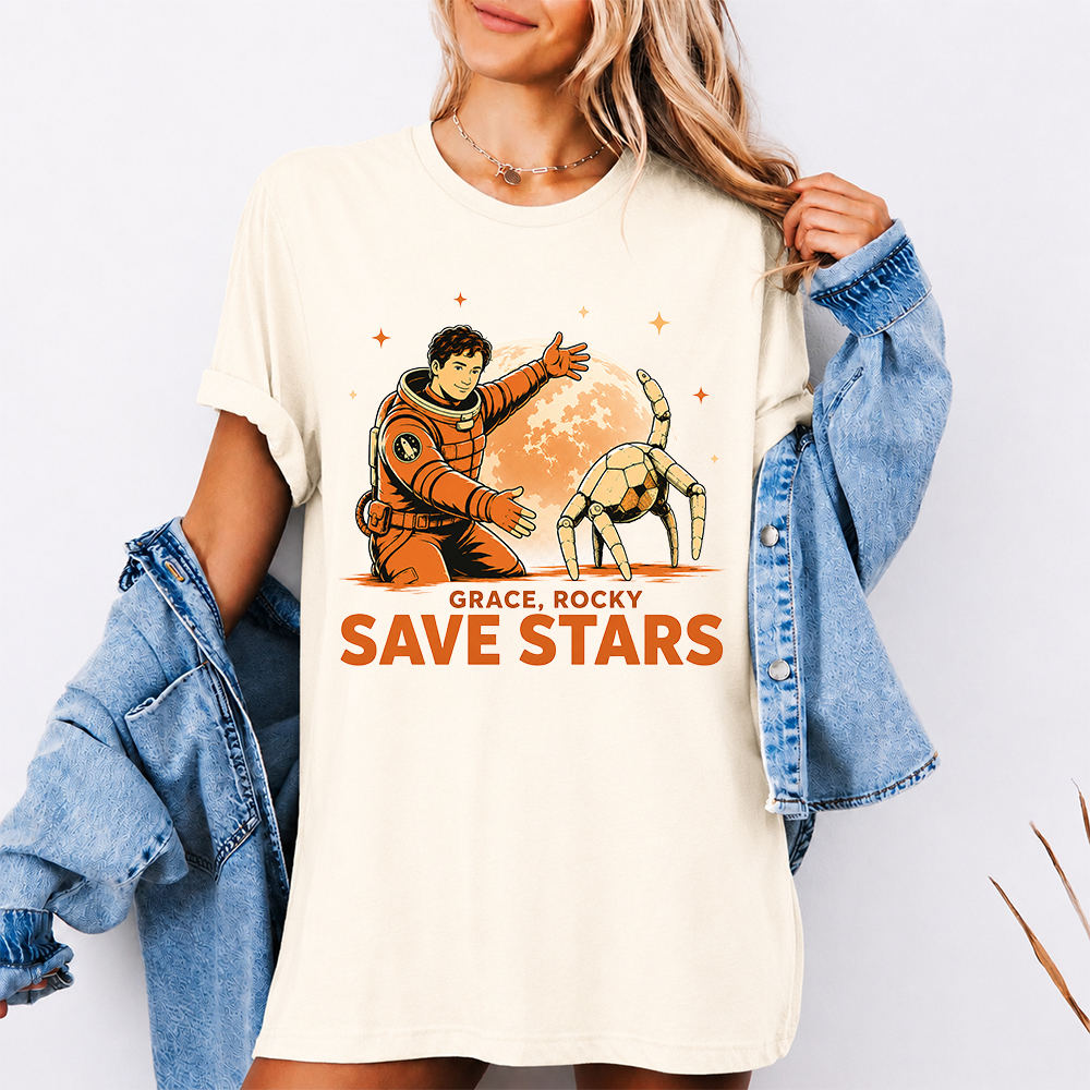 Grace Rocky Save Stars Sci Fi Book Lover Shirt – Sci-Fi Reader Graphic Tee 6