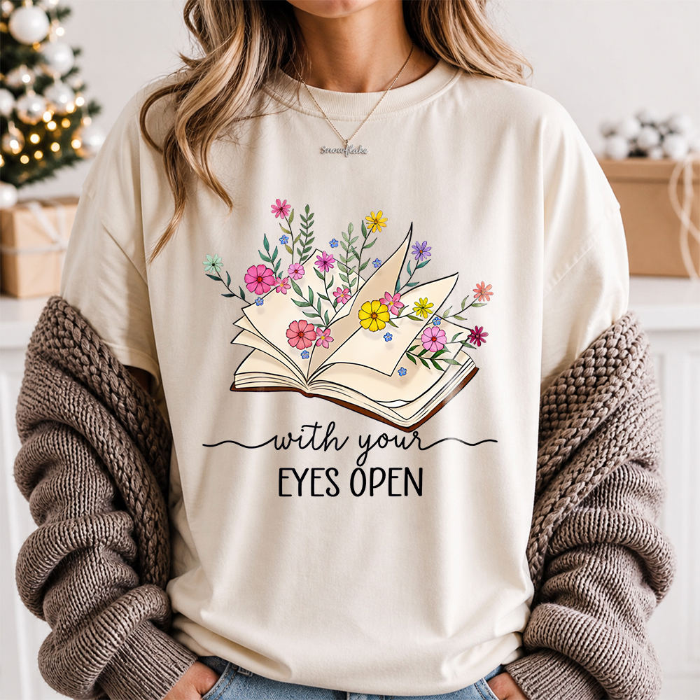Reading Shirt - with your eyes open for book lovers, introverted readers, and cozy readers 2
