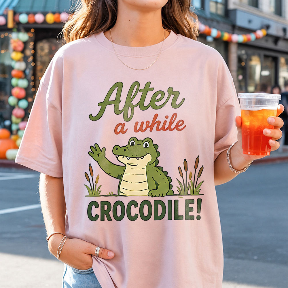 Funny Alligator Cartoon Shirt After A While Crocodile Graphic Tee