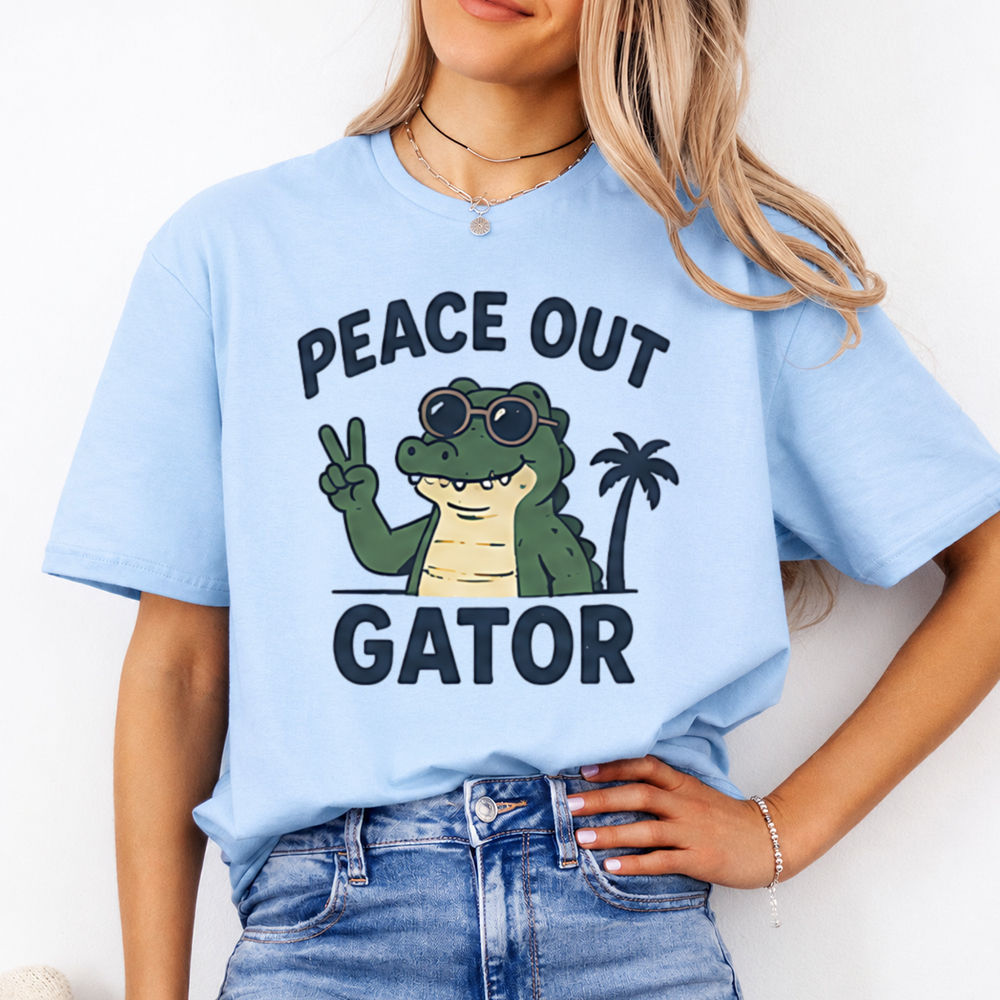 Funny Alligator Cartoon Shirt Peace Out Gator Graphic Tee Image 4 Funny Alligator Cartoon Shirt Peace Out Gator Graphic Tee 4