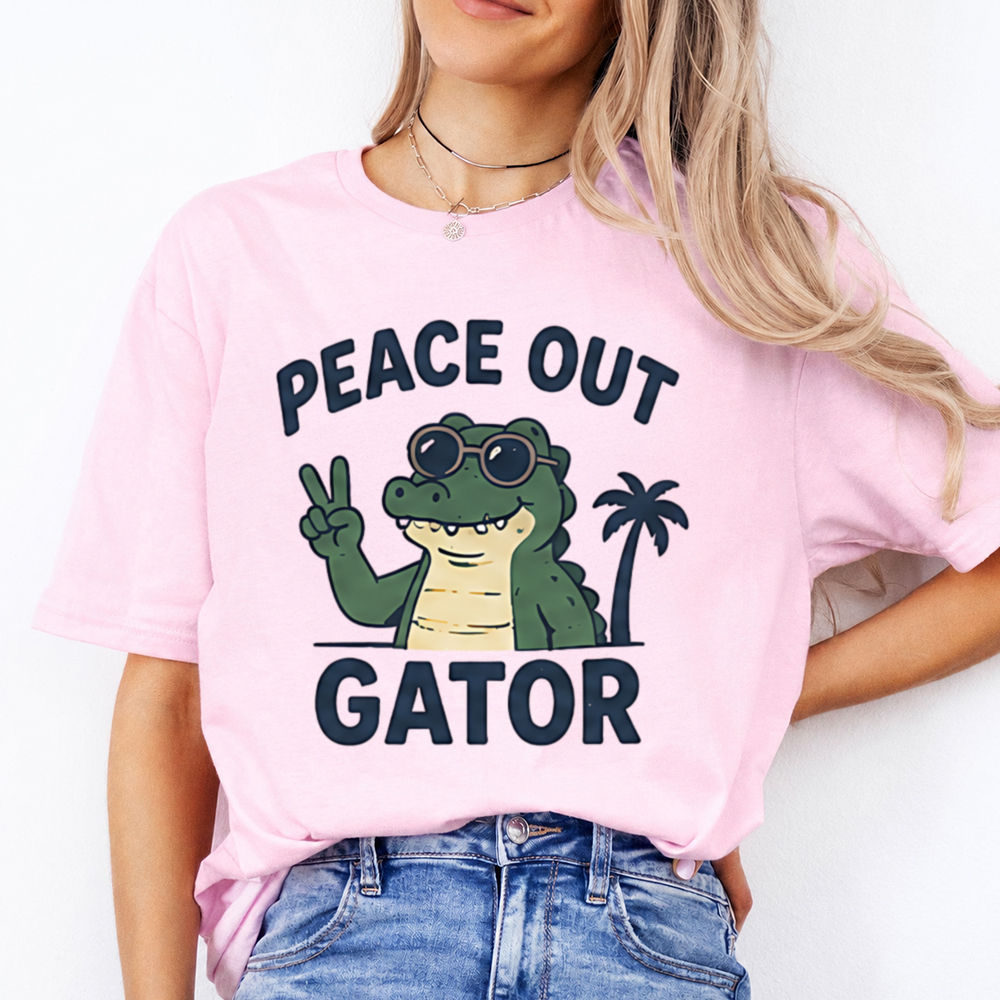 Funny Alligator Cartoon Shirt Peace Out Gator Graphic Tee Image 5 Funny Alligator Cartoon Shirt Peace Out Gator Graphic Tee 5