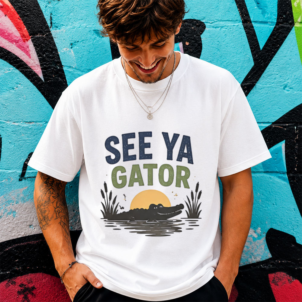 Funny Alligator Cartoon Shirt See Ya Gator Retro Humor Tee 2