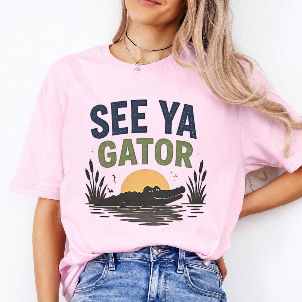 Funny Alligator Cartoon Shirt See Ya Gator Retro Humor Tee